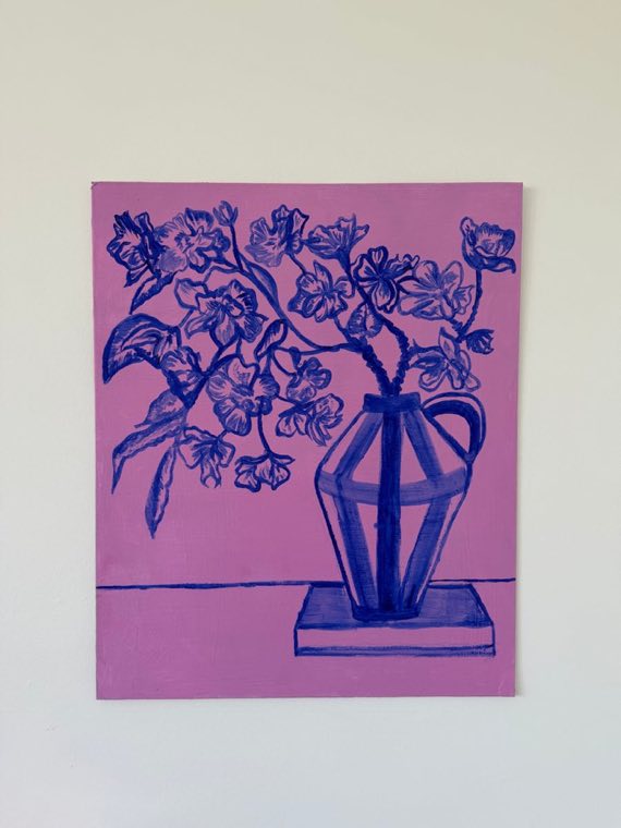 Blues in Bloom Acrylic on Canvas board