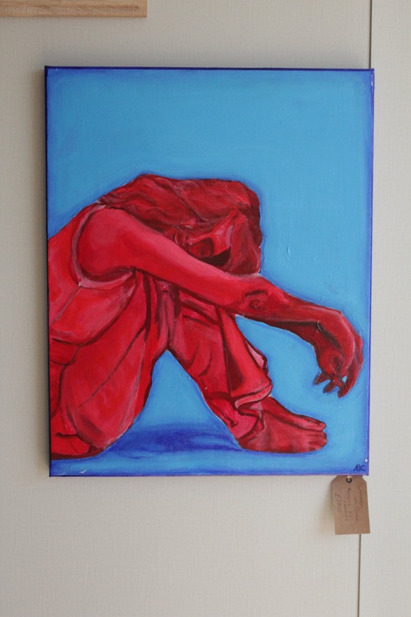 Crimson in Blue Acrylic on Canvas