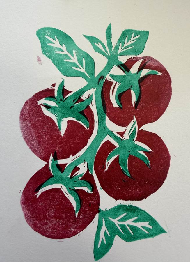 Tomato lino print