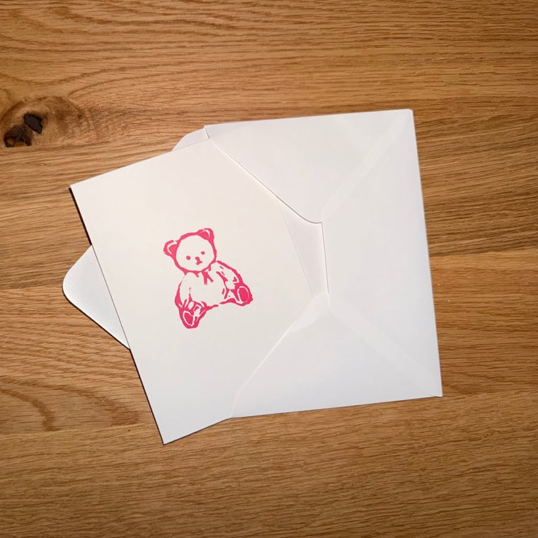 Pink bear card